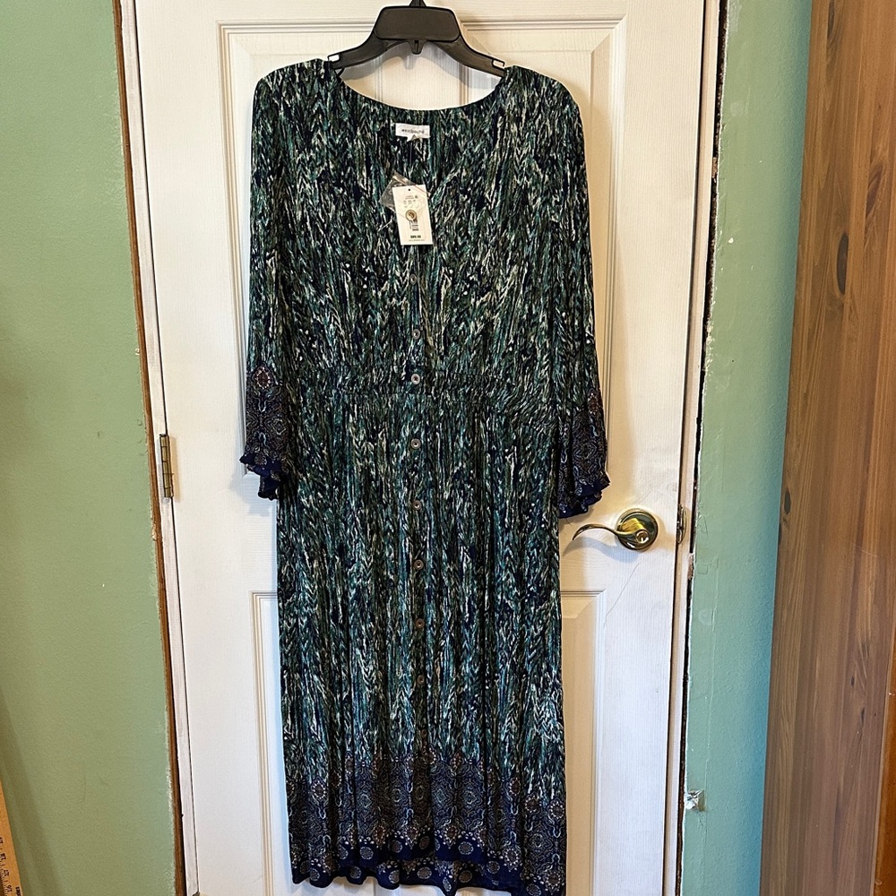 NWT Westbound Dress in Green and Navy